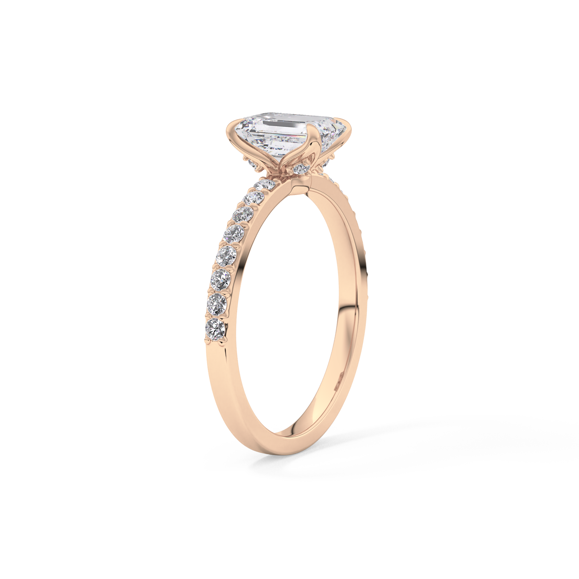 Emerald Pave Lab Grown Diamond Engagement Ring