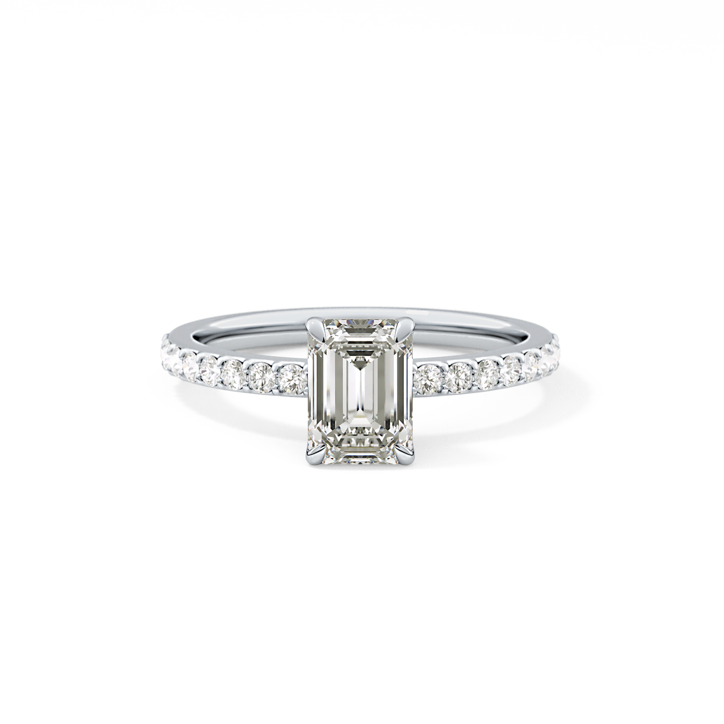 Emerald Pave Lab Grown Diamond Engagement Ring