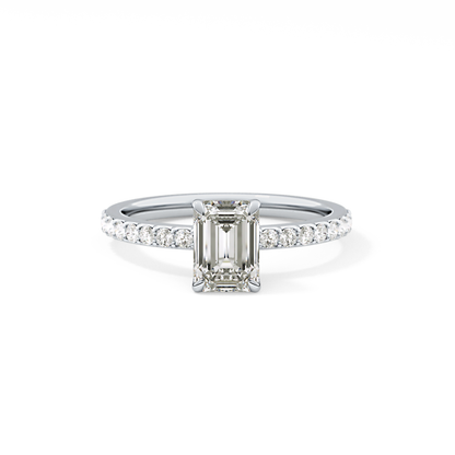 Emerald Pave Lab Grown Diamond Engagement Ring