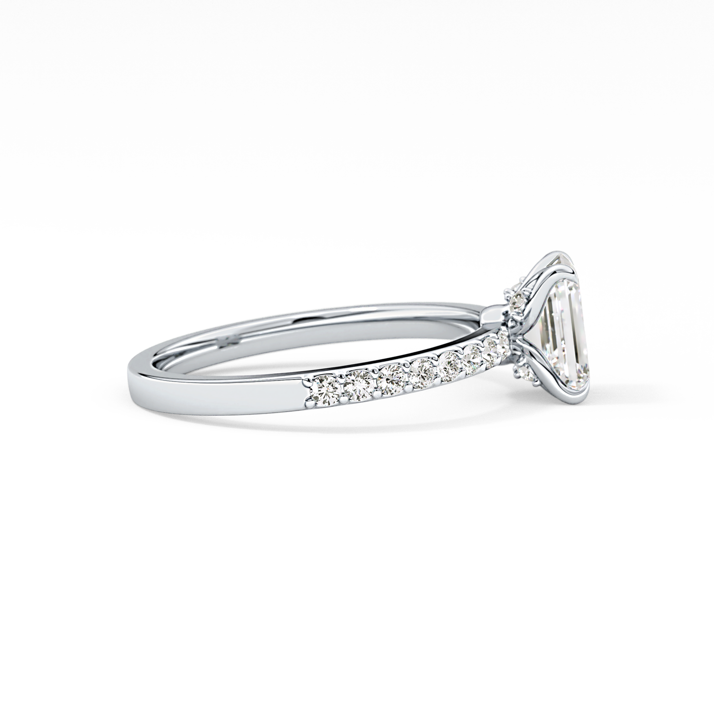 Emerald Pave Lab Grown Diamond Engagement Ring
