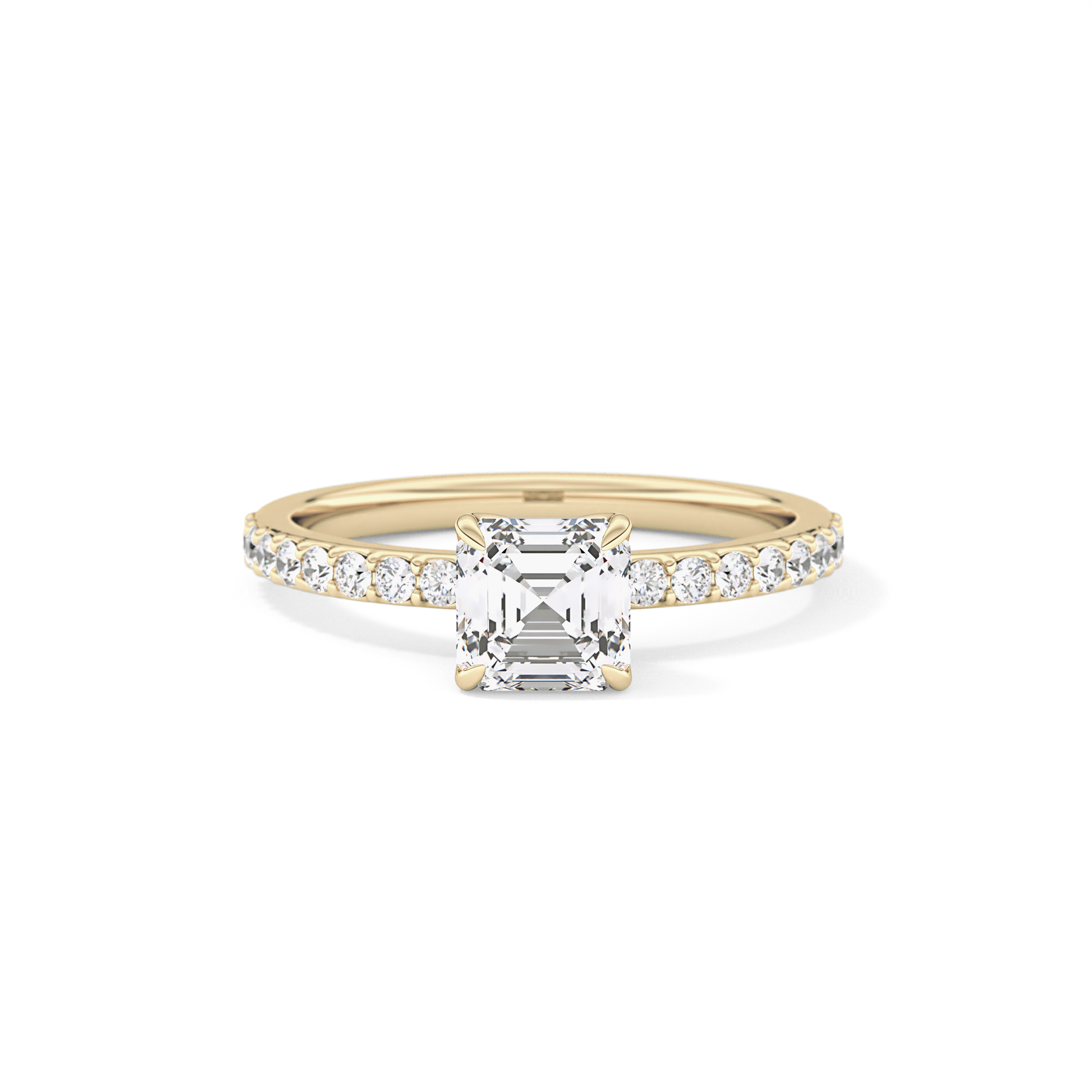 Asscher Pave Lab Grown Diamond Engagement Ring