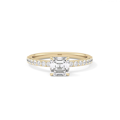 Asscher Pave Lab Grown Diamond Engagement Ring
