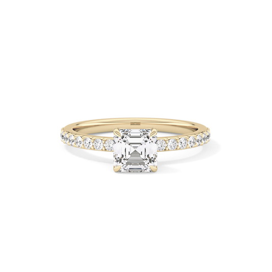 Asscher Pave Lab Grown Diamond Engagement Ring