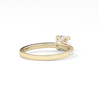 Asscher Pave Lab Grown Diamond Engagement Ring