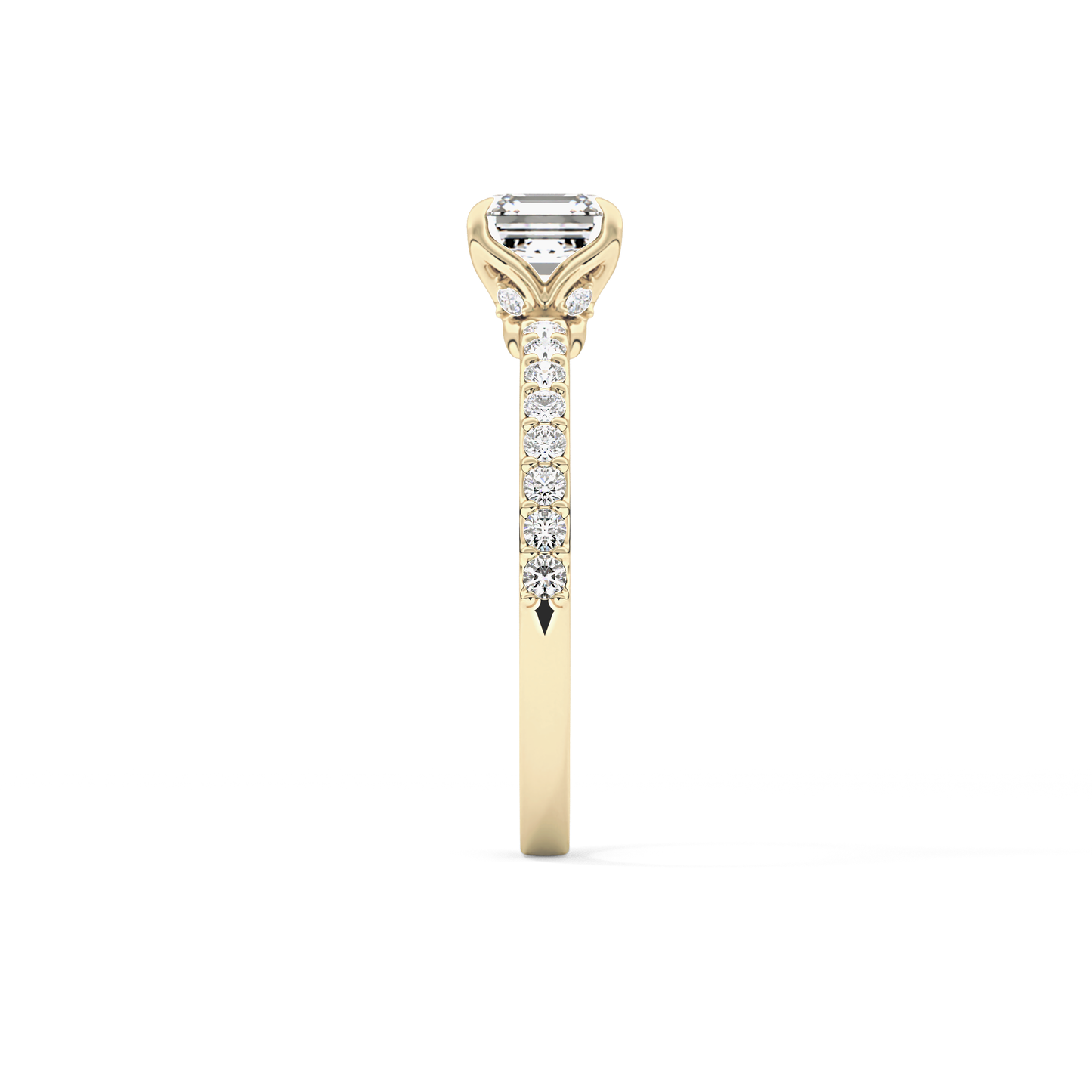 Asscher Pave Lab Grown Diamond Engagement Ring