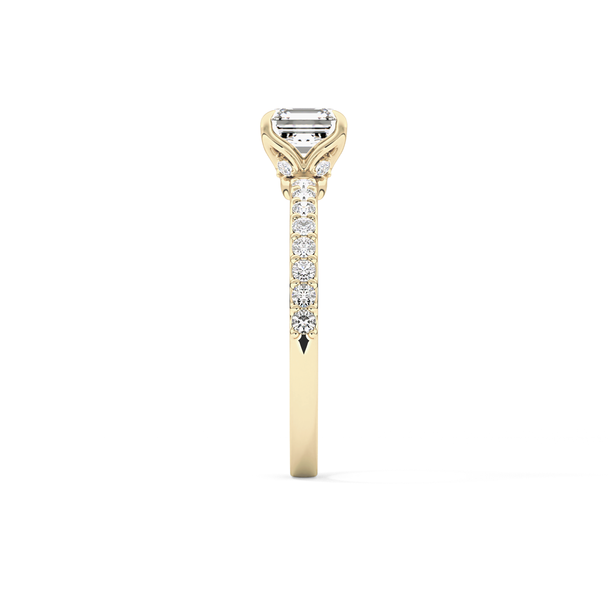 Asscher Pave Lab Grown Diamond Engagement Ring