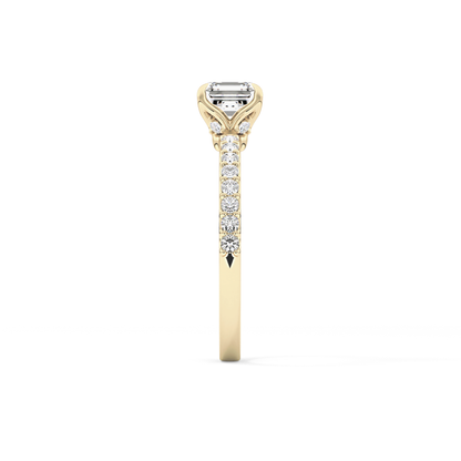 Asscher Pave Lab Grown Diamond Engagement Ring