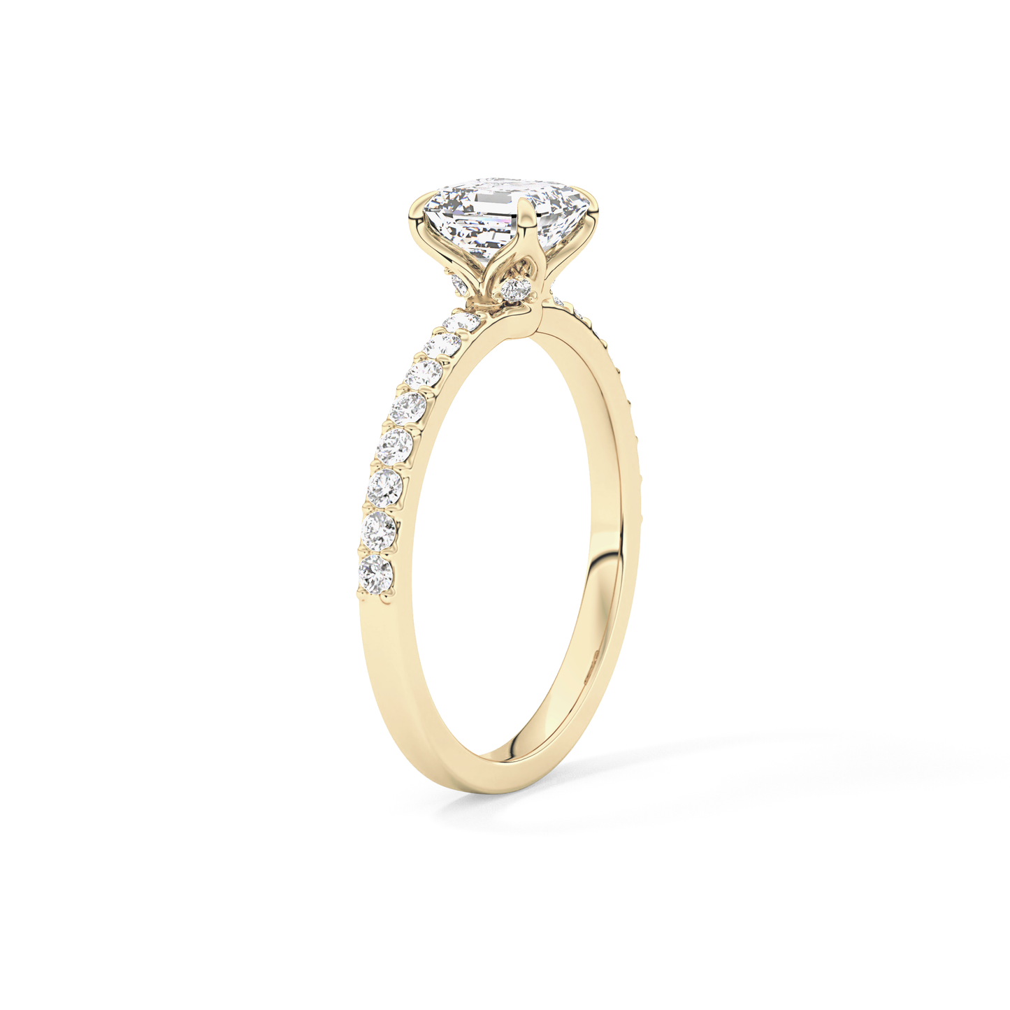 Asscher Pave Lab Grown Diamond Engagement Ring