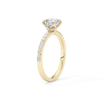 Asscher Pave Lab Grown Diamond Engagement Ring