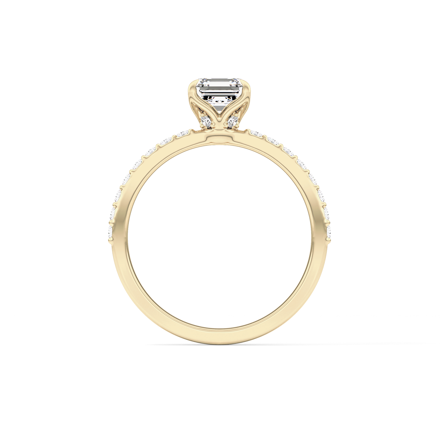 Asscher Pave Lab Grown Diamond Engagement Ring