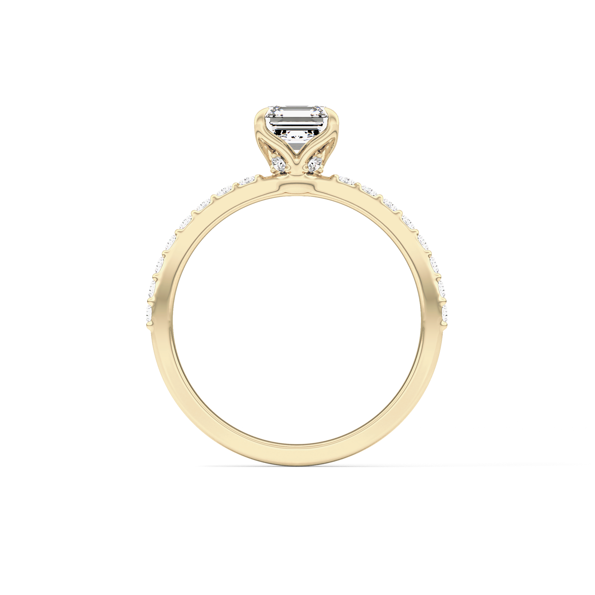 Asscher Pave Lab Grown Diamond Engagement Ring