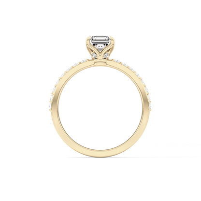 Asscher Pave Lab Grown Diamond Engagement Ring