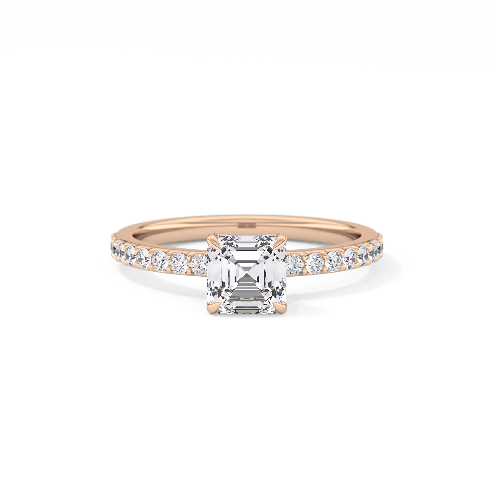 Asscher Pave Lab Grown Diamond Engagement Ring