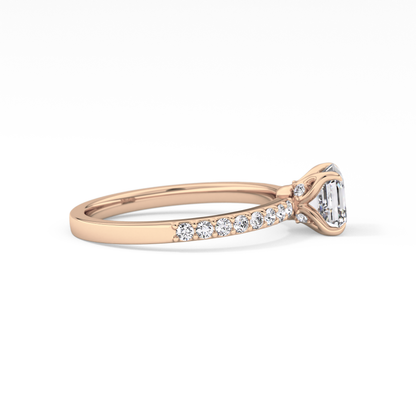 Asscher Pave Lab Grown Diamond Engagement Ring