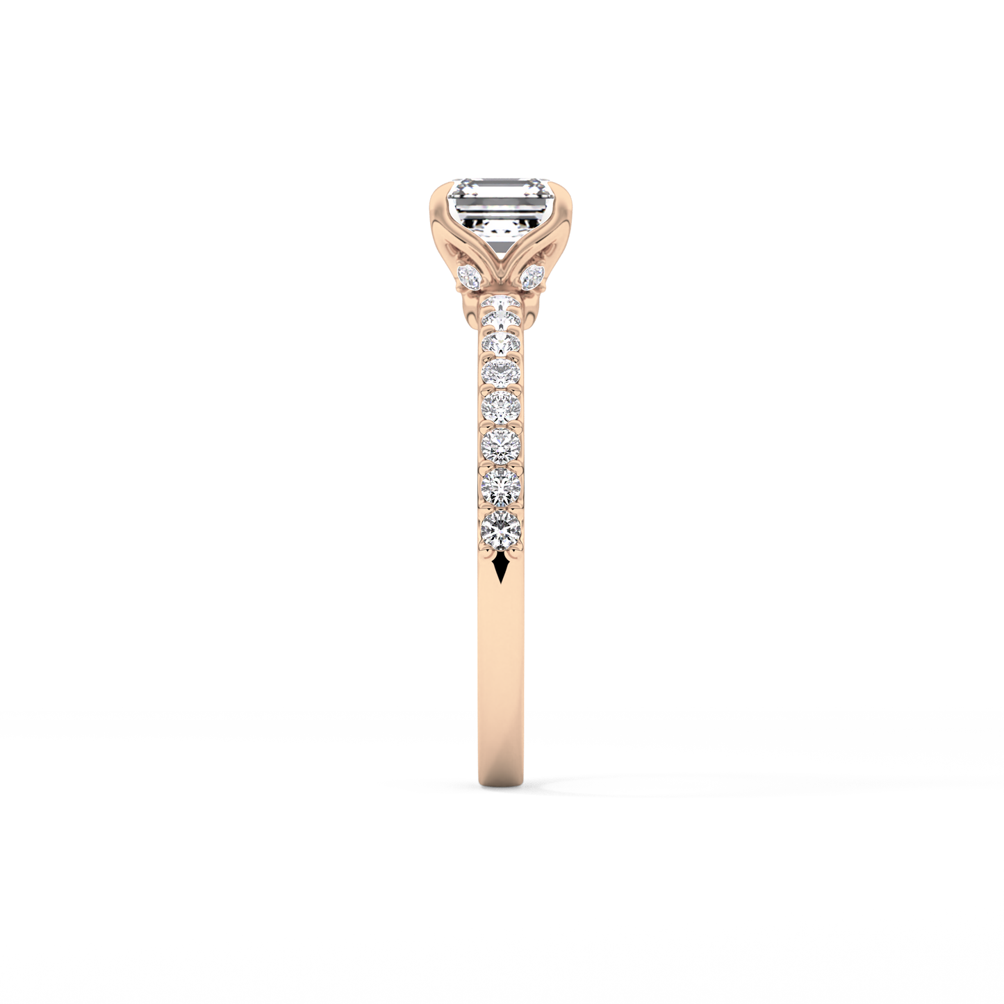 Asscher Pave Lab Grown Diamond Engagement Ring