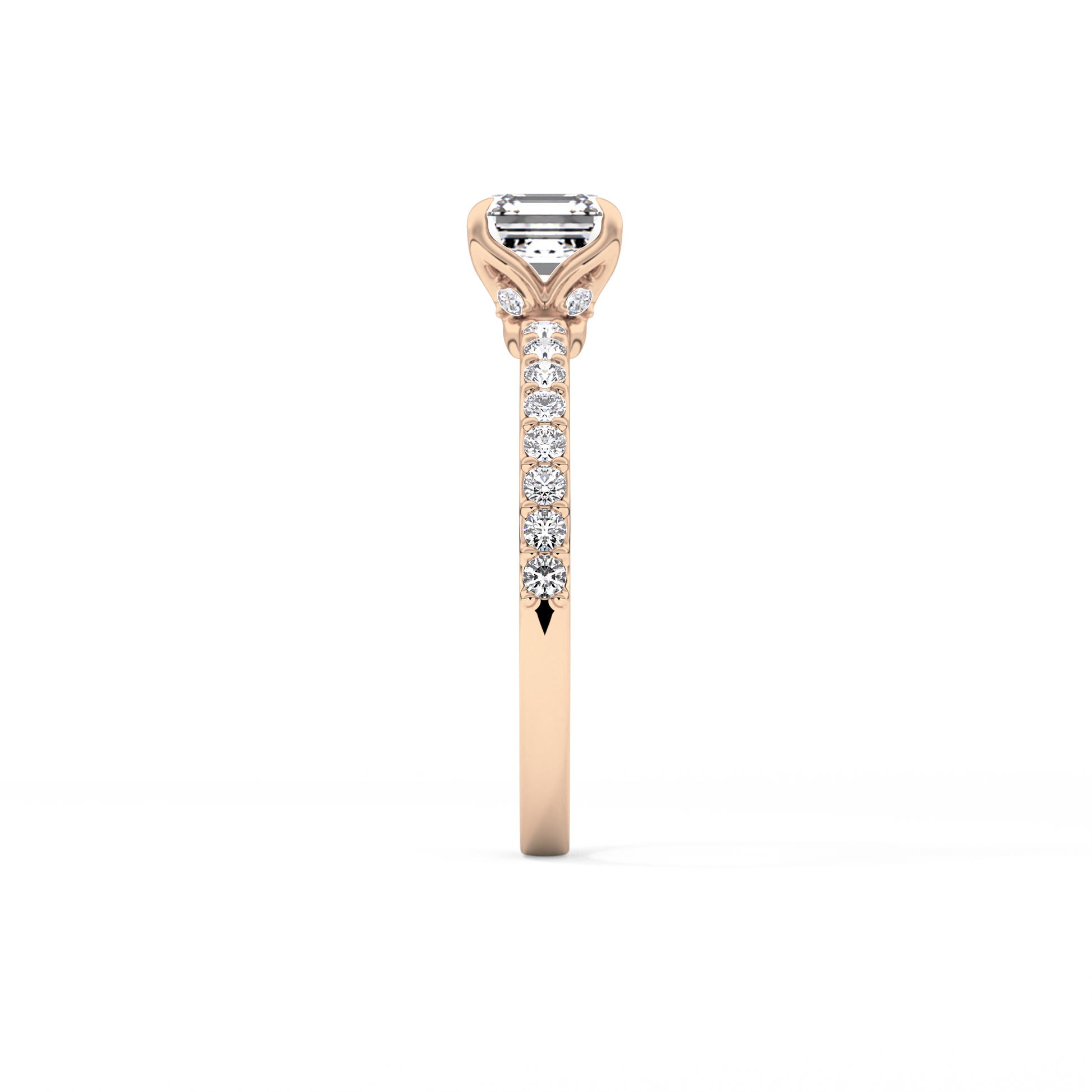 Asscher Pave Lab Grown Diamond Engagement Ring