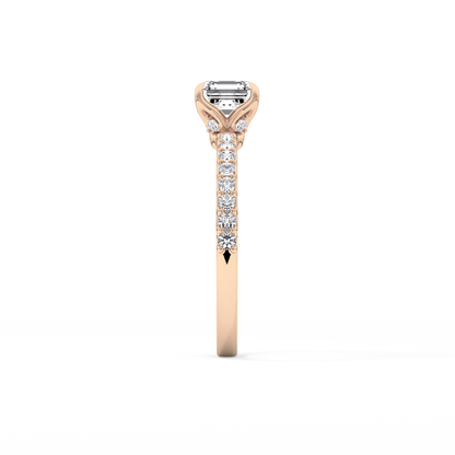 Asscher Pave Lab Grown Diamond Engagement Ring