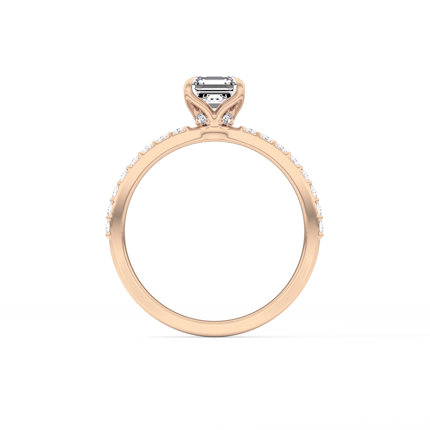 Asscher Pave Lab Grown Diamond Engagement Ring