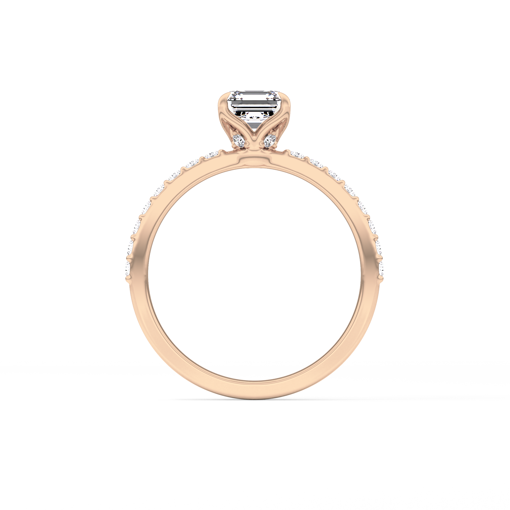Asscher Pave Lab Grown Diamond Engagement Ring