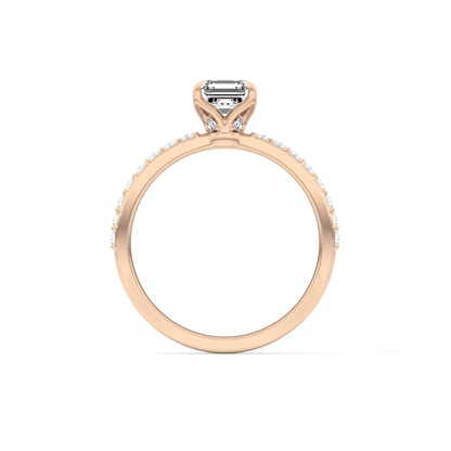 Asscher Pave Lab Grown Diamond Engagement Ring