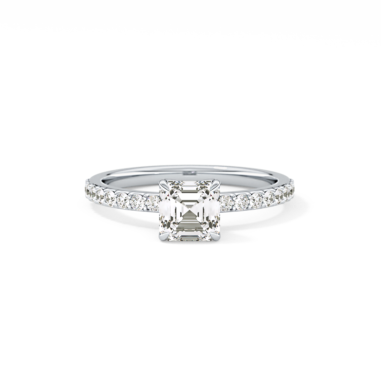 Asscher Pave Lab Grown Diamond Engagement Ring