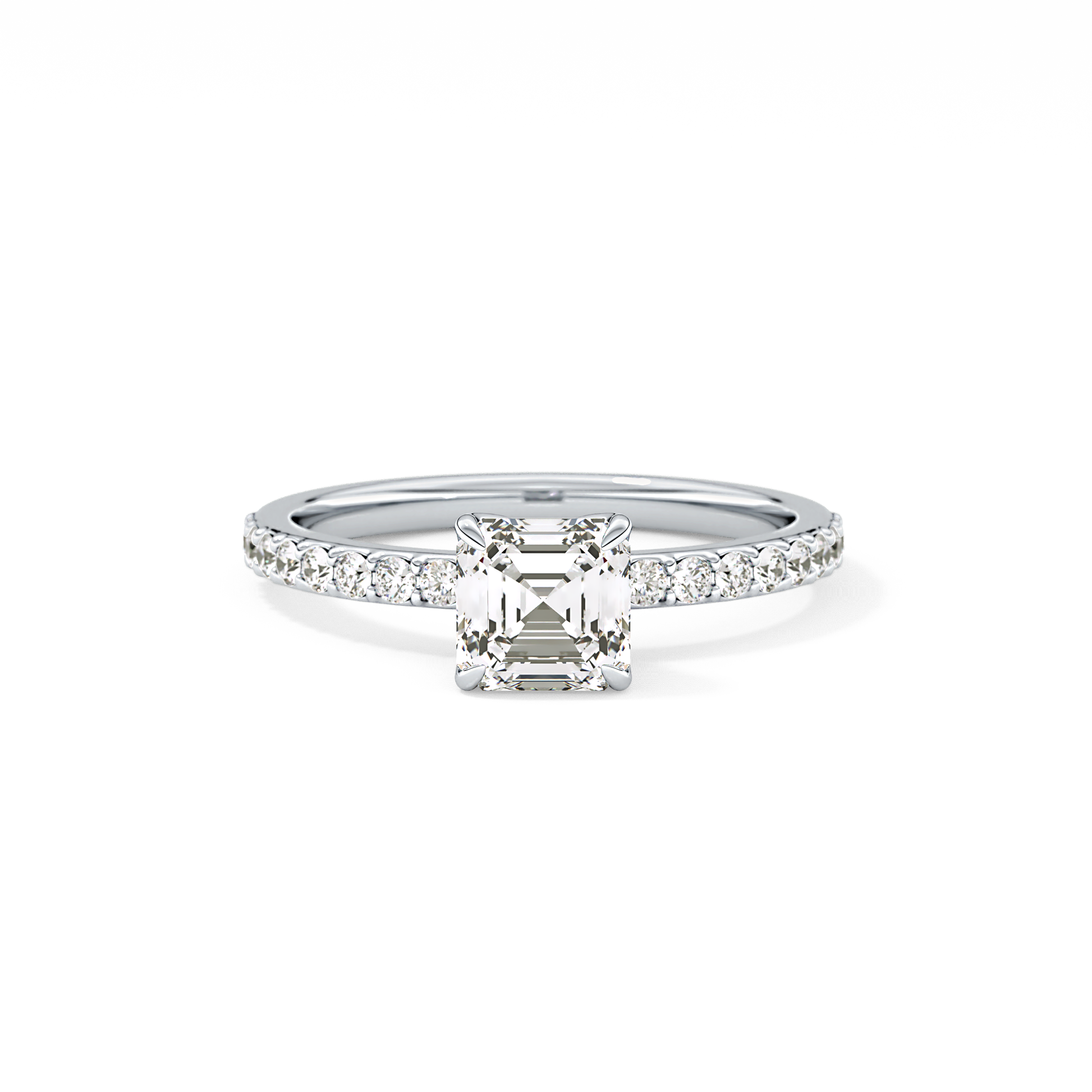 Asscher Pave Lab Grown Diamond Engagement Ring