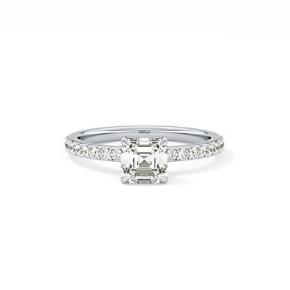 Asscher Pave Lab Grown Diamond Engagement Ring