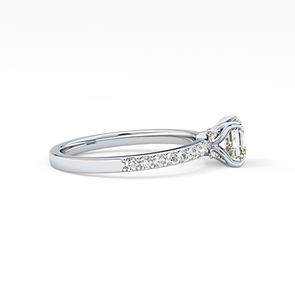 Asscher Pave Lab Grown Diamond Engagement Ring