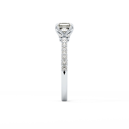 Asscher Pave Lab Grown Diamond Engagement Ring