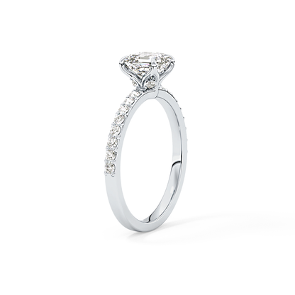 Asscher Pave Lab Grown Diamond Engagement Ring