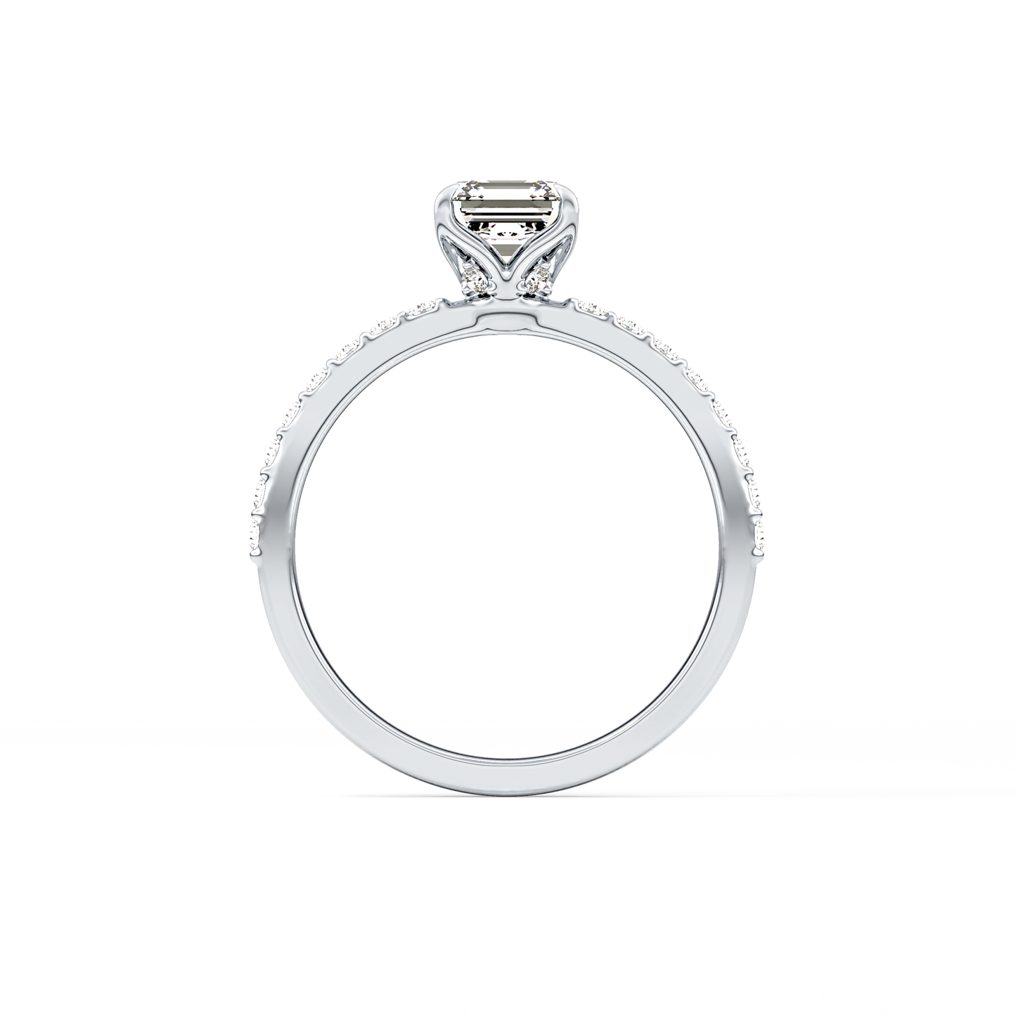 Asscher Pave Lab Grown Diamond Engagement Ring