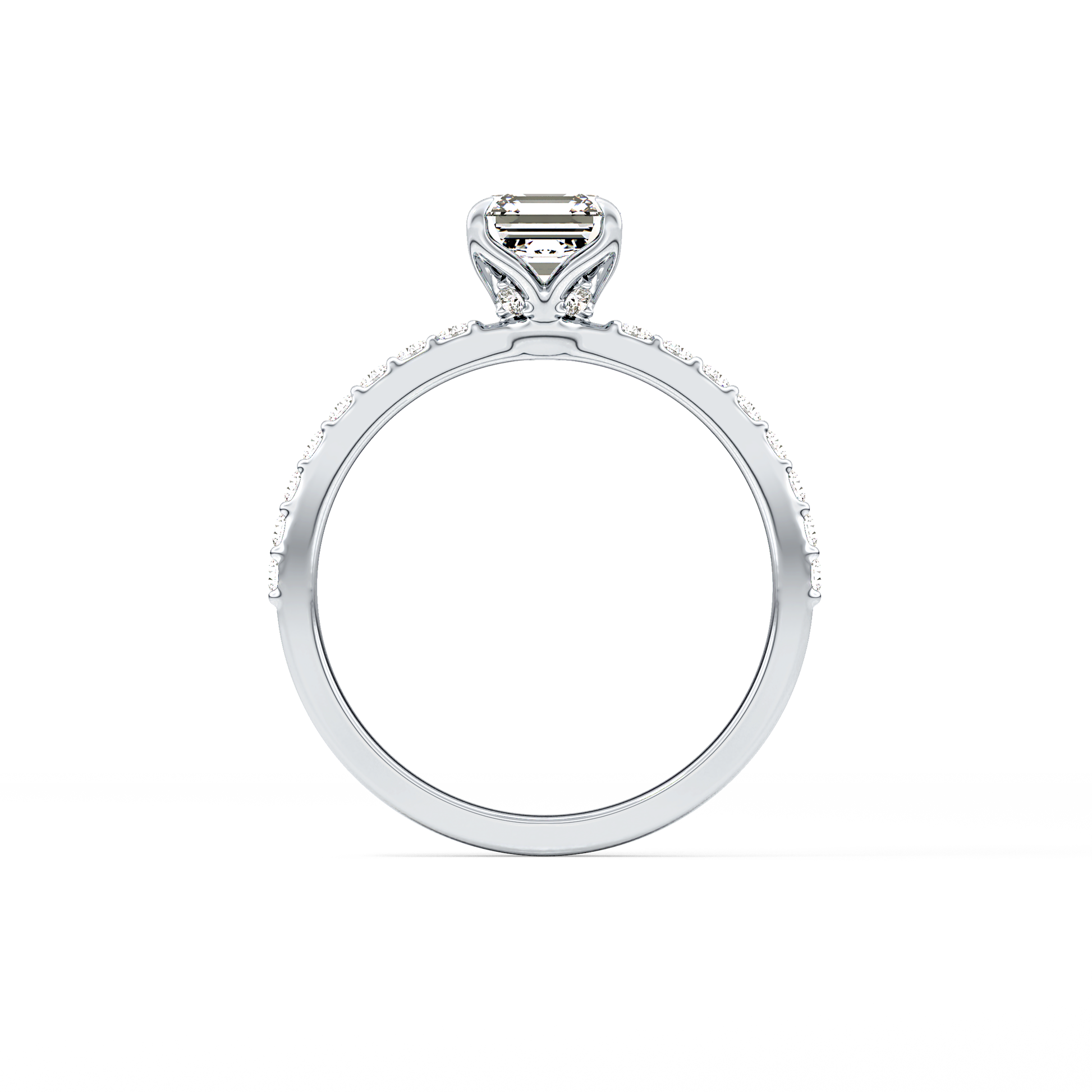 Asscher Pave Lab Grown Diamond Engagement Ring