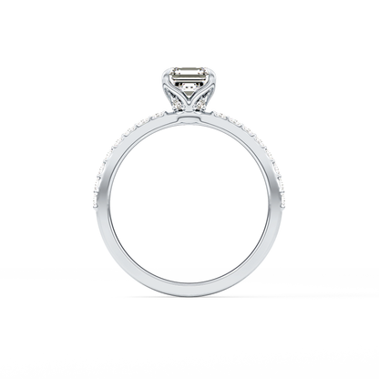 Asscher Pave Lab Grown Diamond Engagement Ring