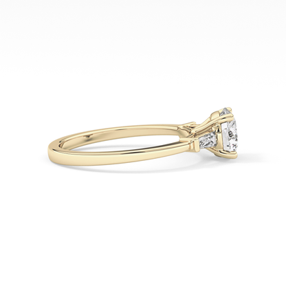 Round Three Stone Lab Grown Diamond Engagement Ring