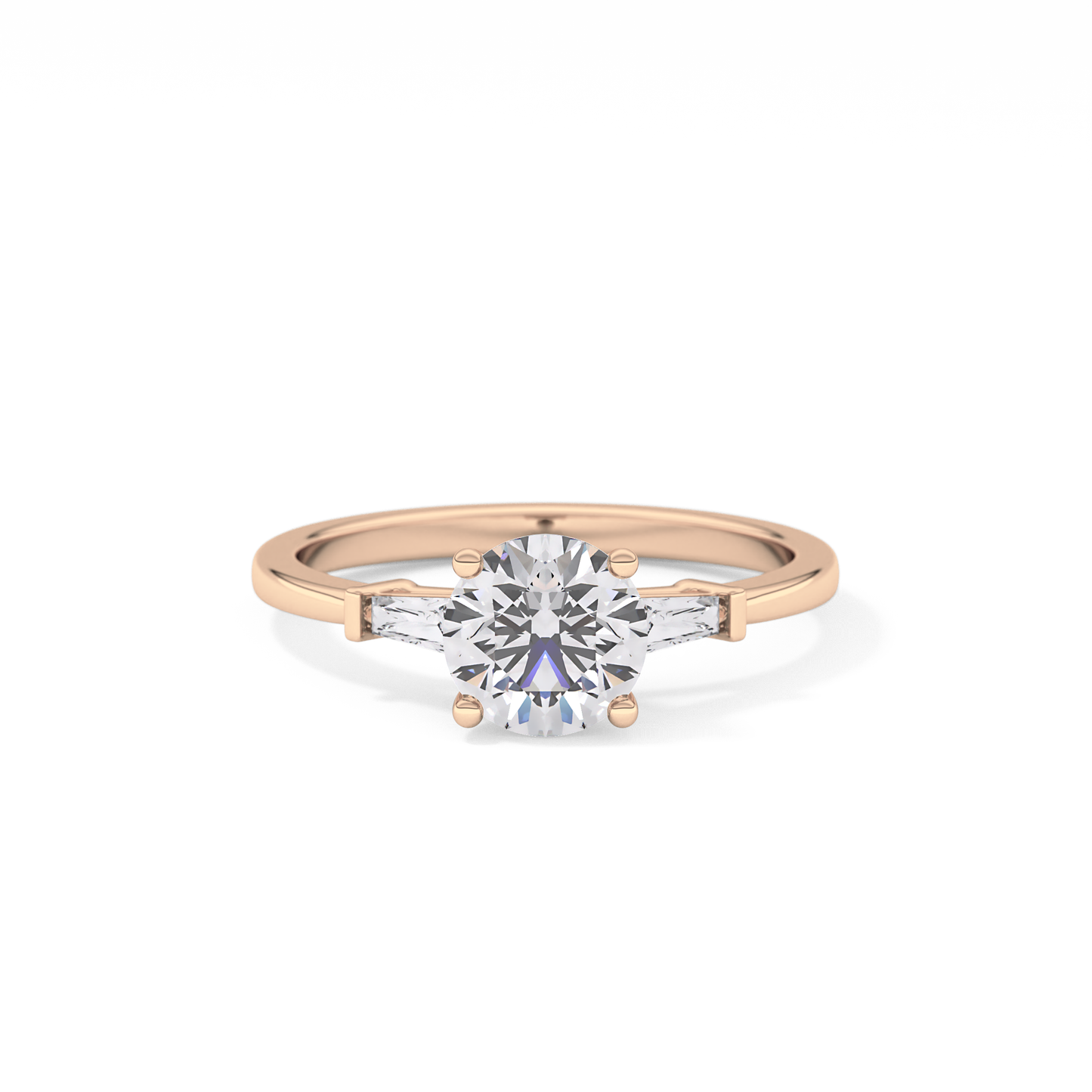 Round Three Stone Lab Grown Diamond Engagement Ring