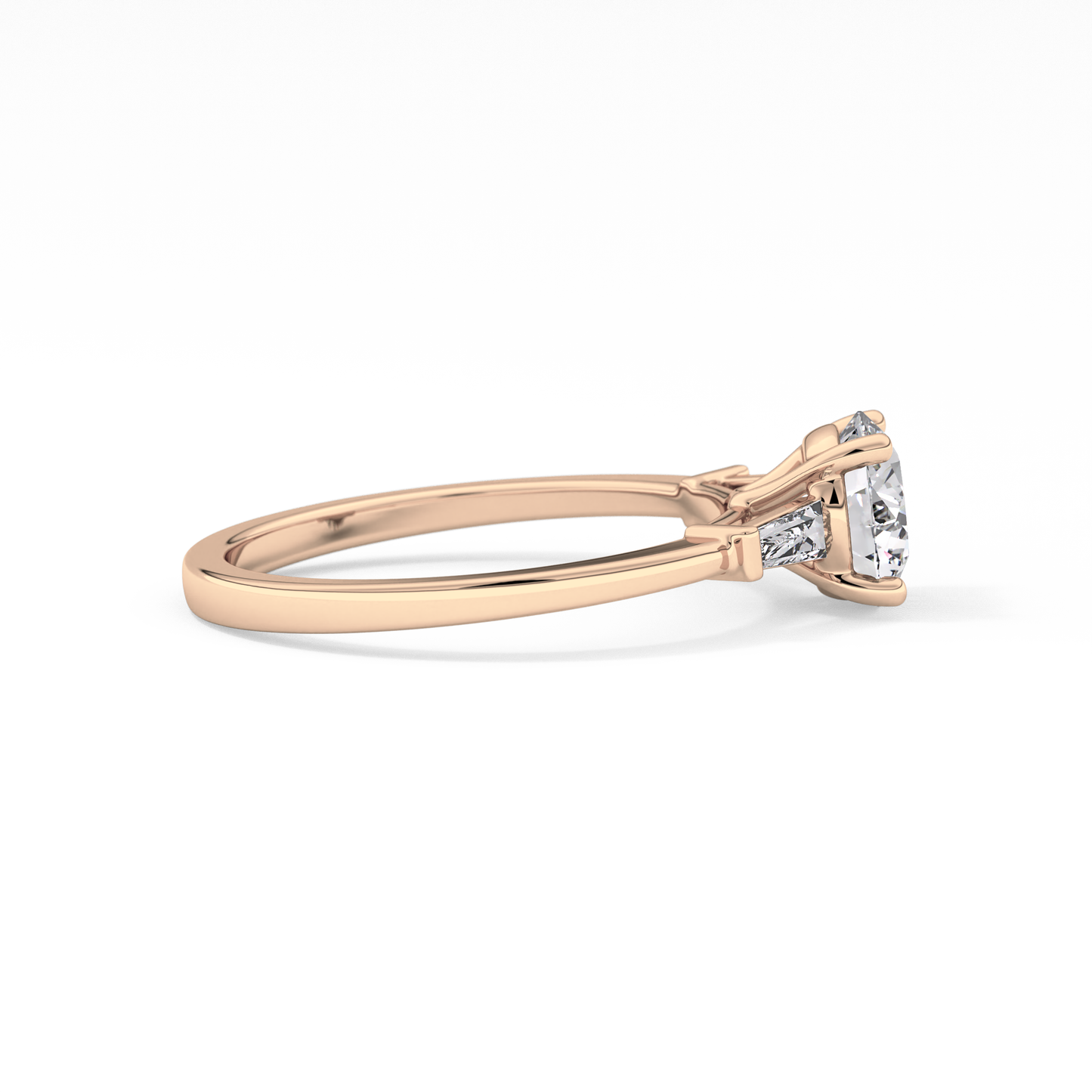 Round Three Stone Lab Grown Diamond Engagement Ring