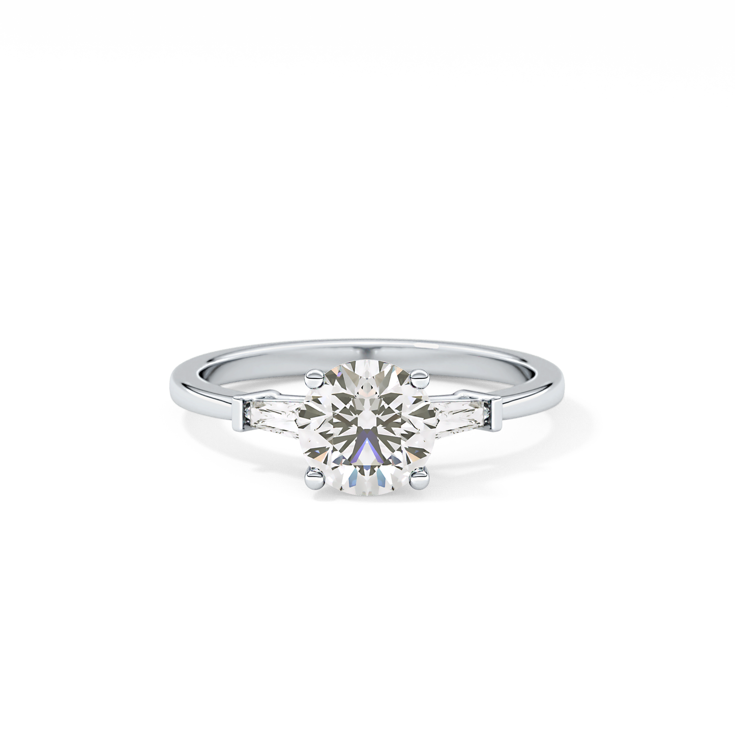 Round Three Stone Lab Grown Diamond Engagement Ring