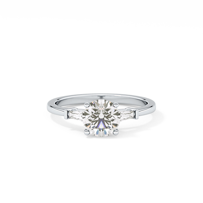 Round Three Stone Lab Grown Diamond Engagement Ring