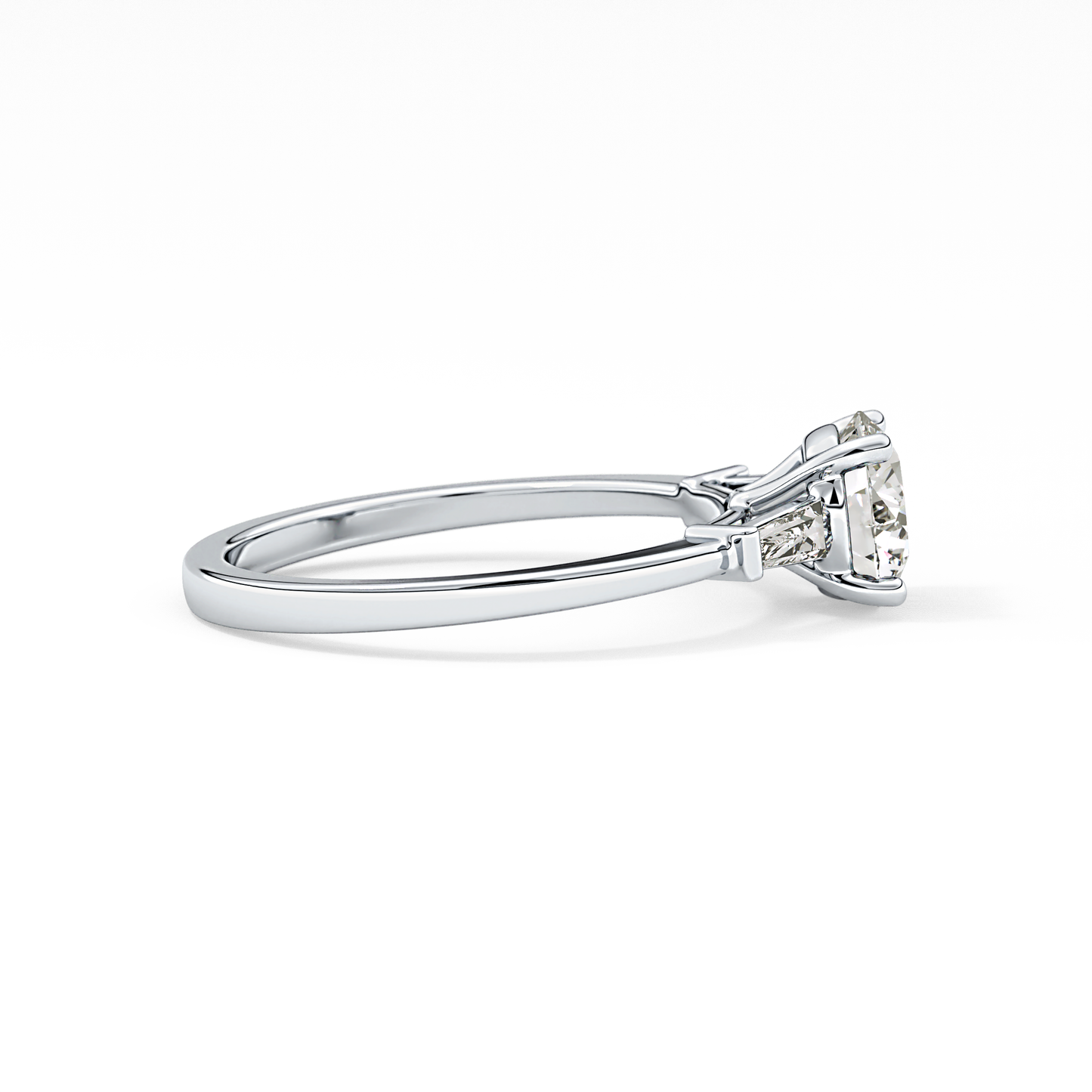 Round Three Stone Lab Grown Diamond Engagement Ring