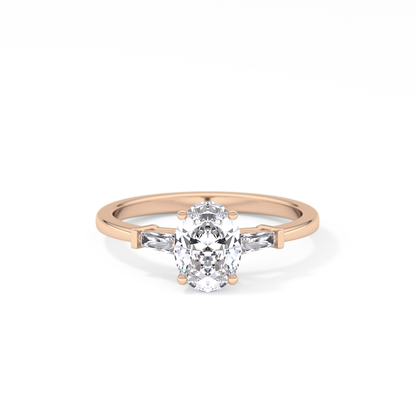 Oval Three Stone Lab Grown Diamond Engagement Ring