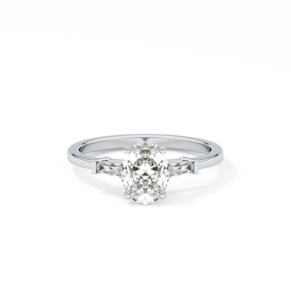 Oval Three Stone Lab Grown Diamond Engagement Ring