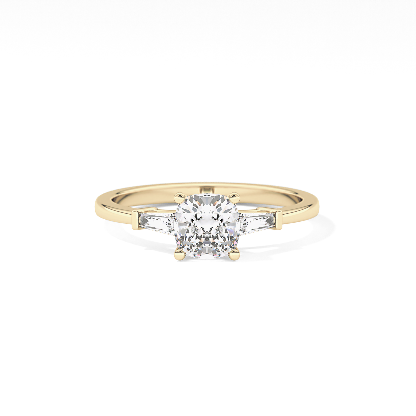 Cushion Three Stone Lab Grown Diamond Engagement Ring