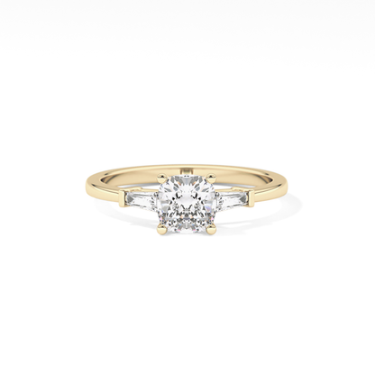 Cushion Three Stone Lab Grown Diamond Engagement Ring