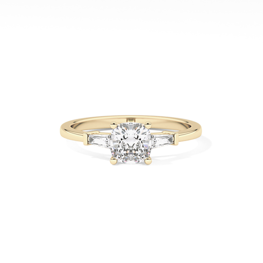 Cushion Three Stone Lab Grown Diamond Engagement Ring