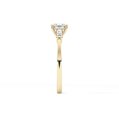 Cushion Three Stone Lab Grown Diamond Engagement Ring