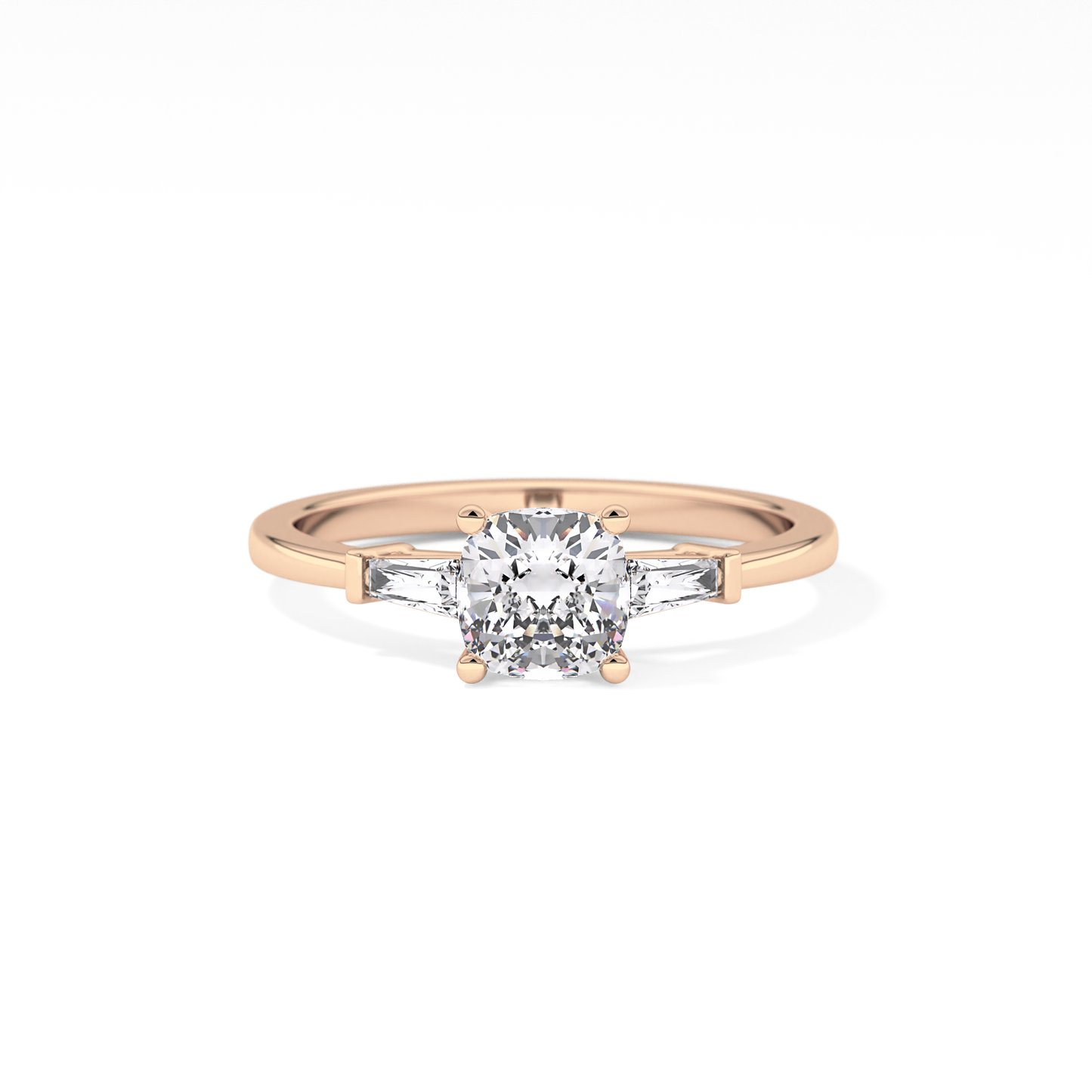 Cushion Three Stone Lab Grown Diamond Engagement Ring