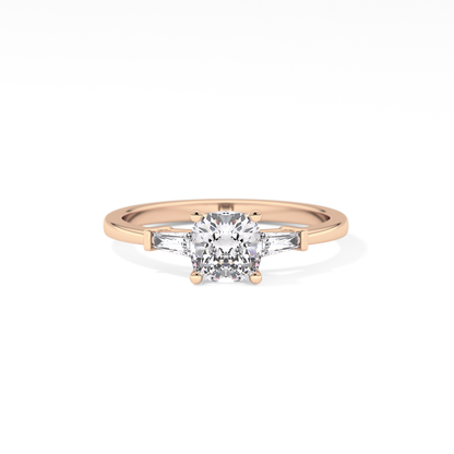 Cushion Three Stone Lab Grown Diamond Engagement Ring