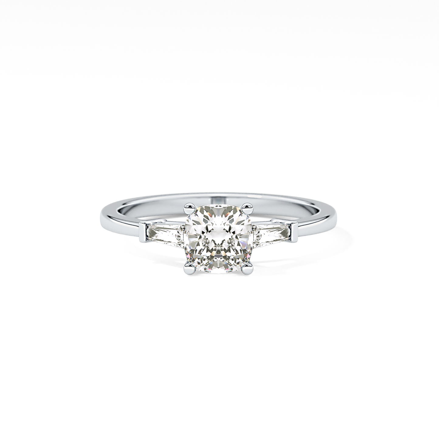 Cushion Three Stone Lab Grown Diamond Engagement Ring
