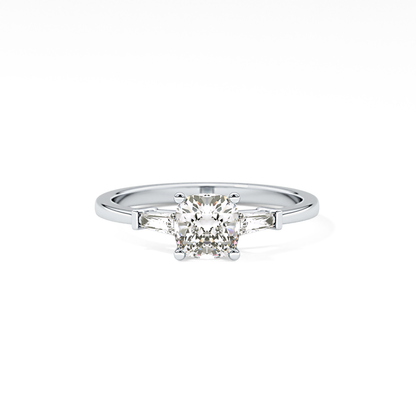 Cushion Three Stone Lab Grown Diamond Engagement Ring