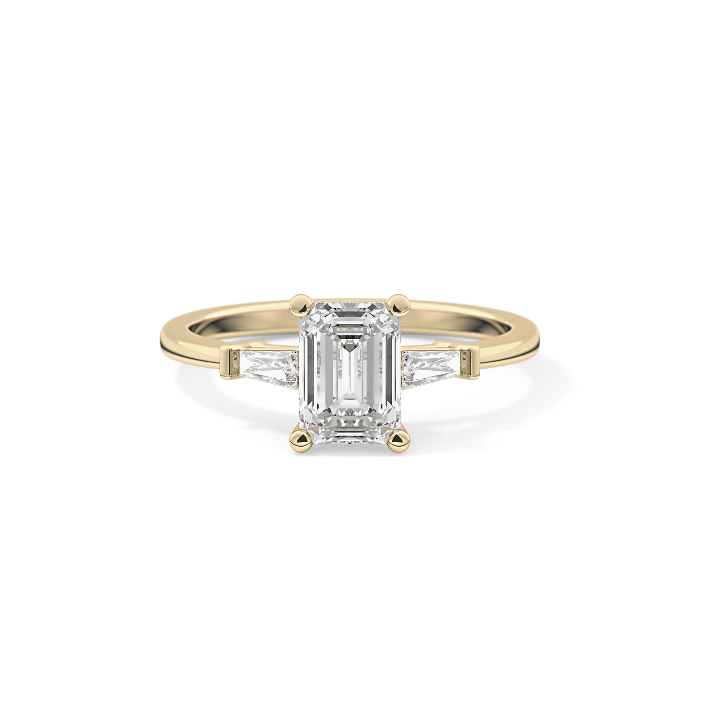 Emerald Three Stone Lab Grown Diamond Engagement Ring